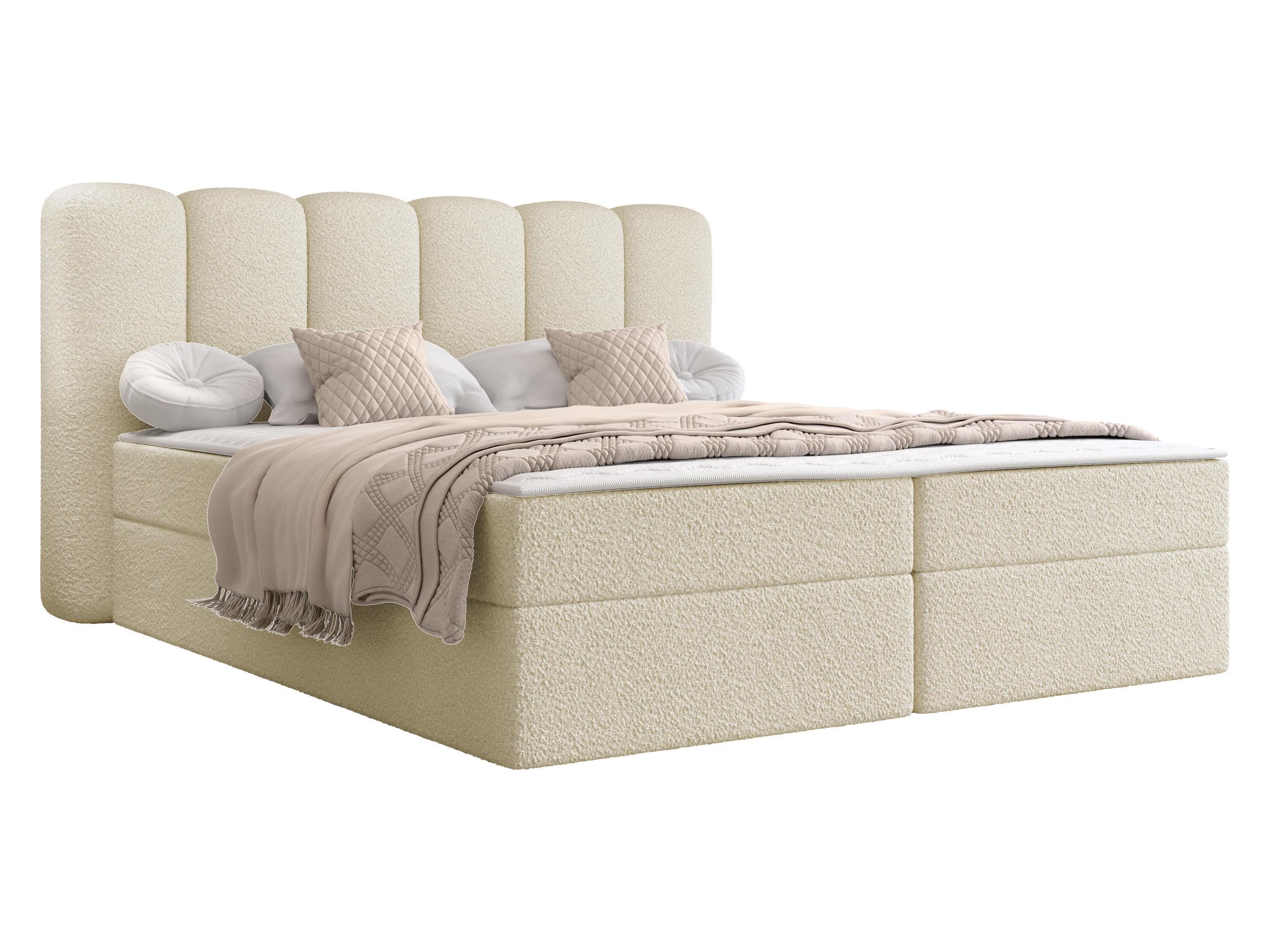 BOXBETT Softi 1 Boucle - H3 - Schwarz/Naturfarben, Holz/Holzwerkstoff (160/200cm) - MIRJAN24