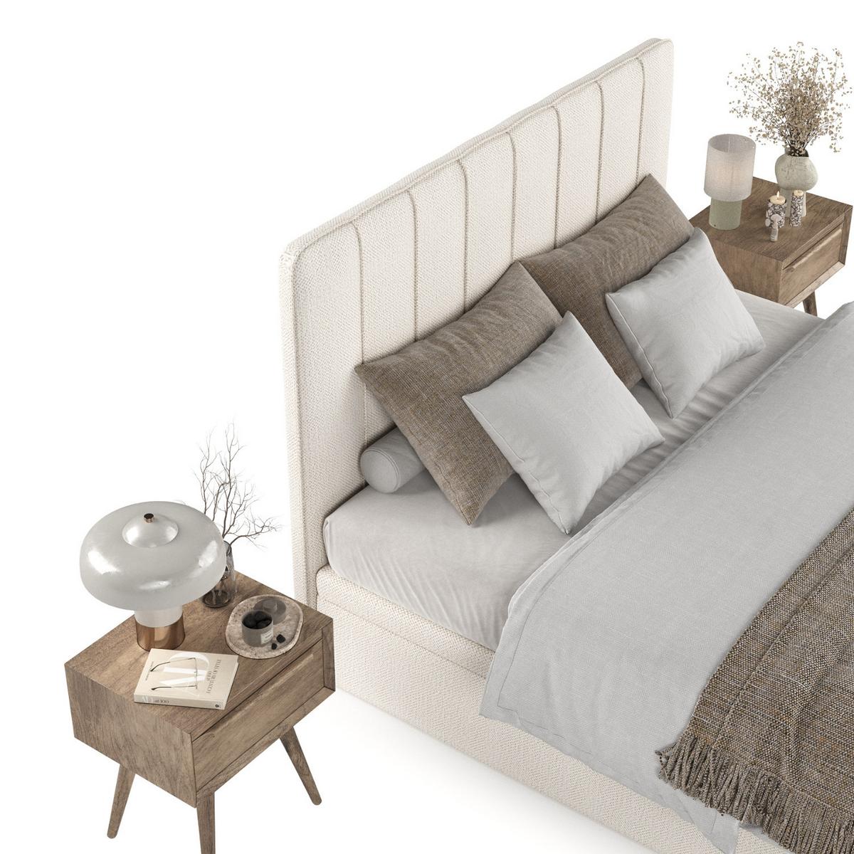 POLSTERBETT Vienna mit Stauraum 120/200 cm Creme im Alta Stoff - Creme/Schwarz, Holz/Holzwerkstoff (120/200cm) - AltaBeds