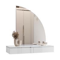 SCHMINKTISCH AURORA-Q SILVER Hängend mit Spiegel Hochglanz Weiß - Weiß Hochglanz, Holzwerkstoff (102/15/43.6cm) - Lookway