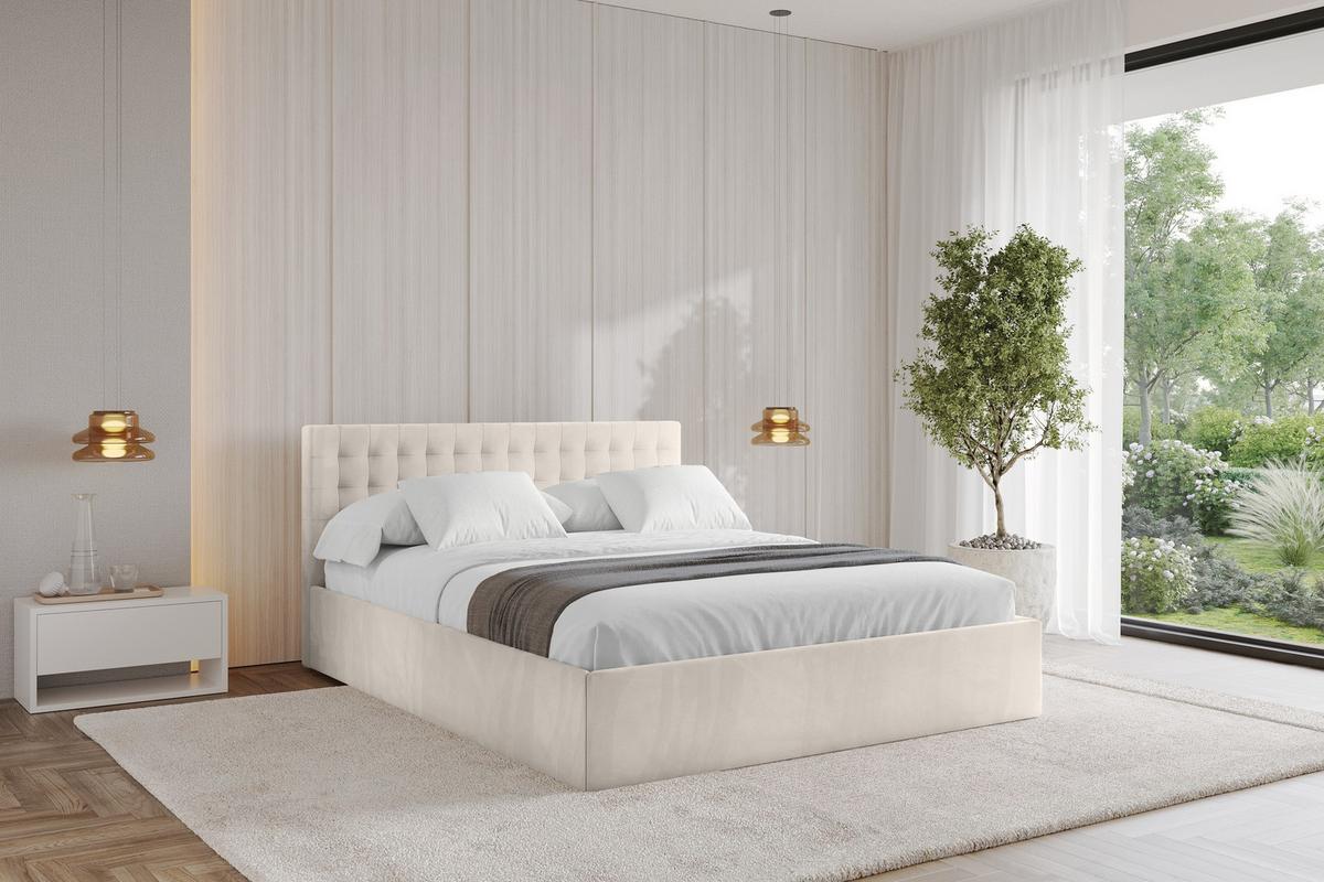 POLSTERBETT mit Bettkasten und Lattenrost, Bett mit Matratze H3/H4 - PARI 160x200 Beige - Greige, Holzwerkstoff/Textil (160/200cm) - ALTDECOR