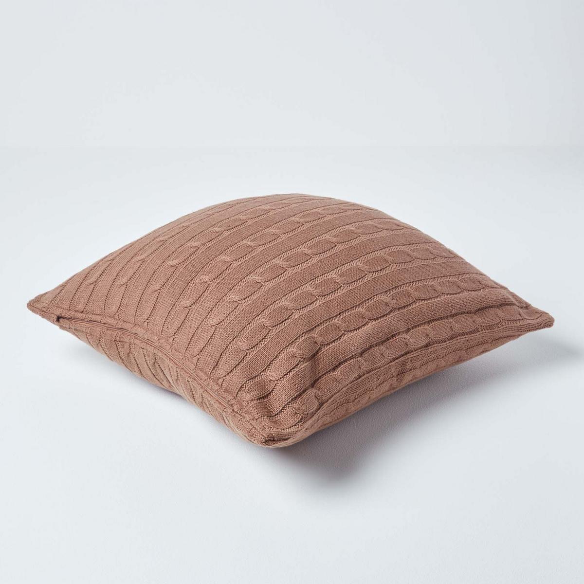 KISSENHÜLLE Zopfmuster 45/45 cm - Braun, Textil (45/45cm) - Homescapes
