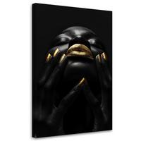 LEINWANDBILD Afrikanische Frau Porträt 40x60cm - Schwarz, Textil (40/60cm) - Feeby