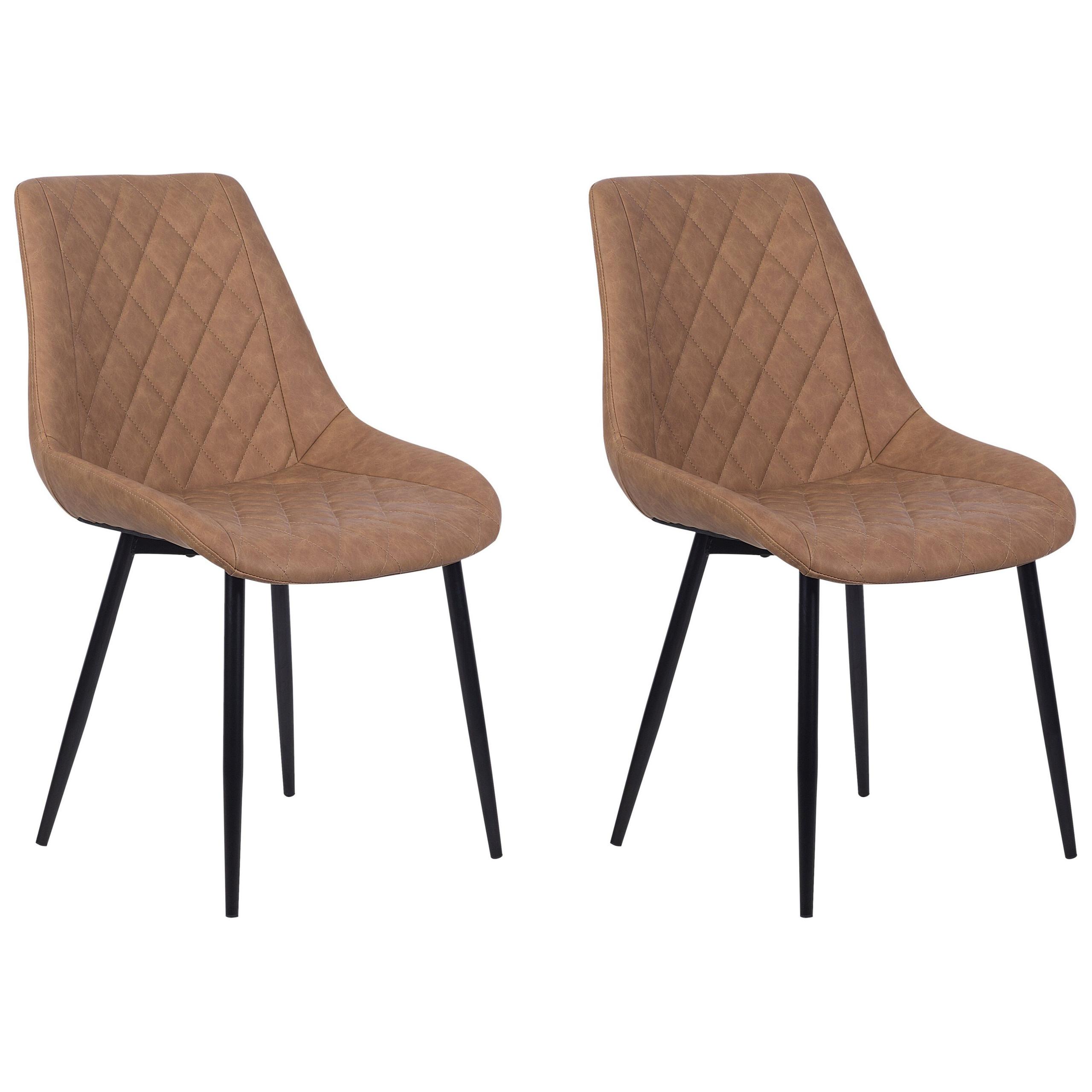 ESSZIMMERSTUHL 2er-Set Kunstleder Braun Maribel - Braun, Textil/Metall (52/85/61cm) - Beliani