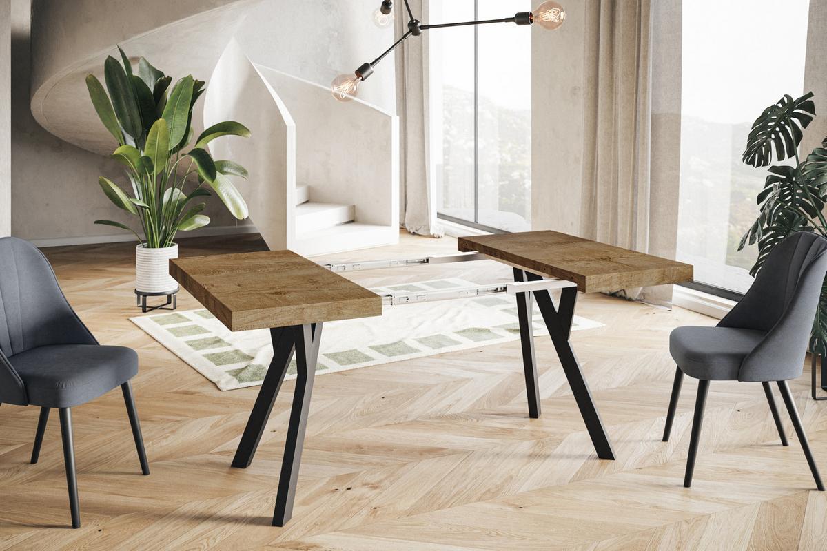 QUADRATISCHER Esstisch ausziehbar – Moderner Wohnzimmertisch und Küchentisch – Tisch mit Holzbeinen, Durchmesser 110 cm - 210 cm - Farbe Lefkas - Dunkelbraun/Schwarz, Holzwerkstoff (110/110/77cm) - Alpi-Möbel