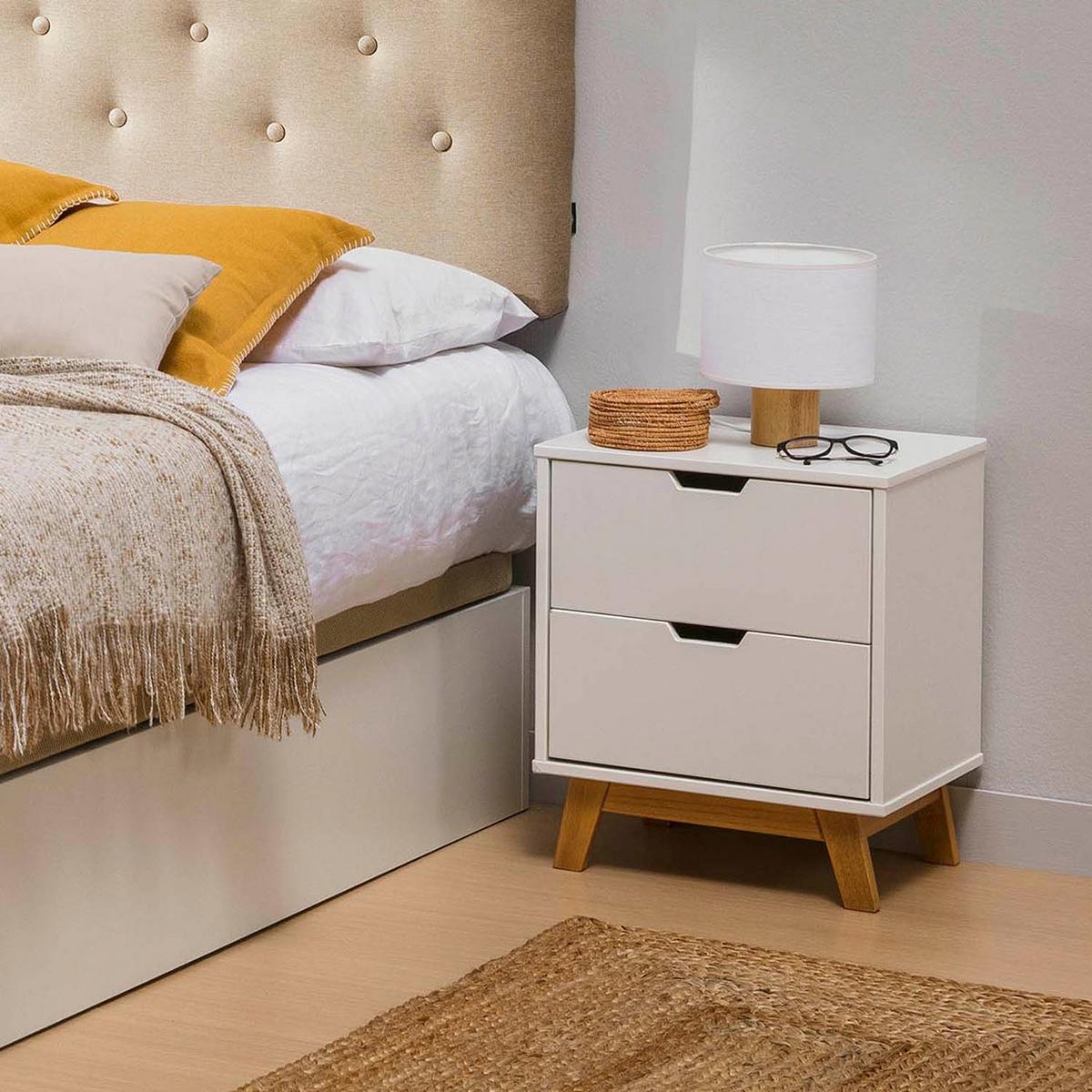 NACHTTISCH Miranda 2 Schubladen Weiß - Weiß, Holz (43/52/35cm) - VS Venta-stock