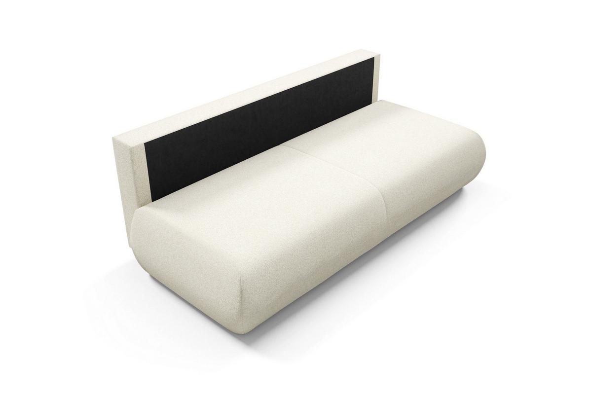 BETTSOFA DELTA Ecru Geflochtener Stoff mit Schlaffunktion - Ecru, Holz (214/74/100cm) - MASSENO