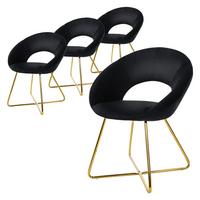 ESSZIMMERSTÜHLE 4er Set Schwarz Samt - Goldfarben/Schwarz, Metall (53/77/64cm) - ML-DESIGN