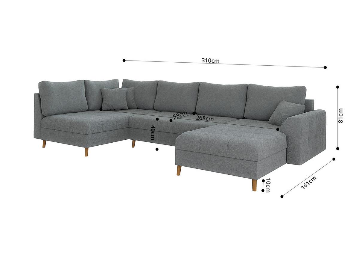 WOHNLANDSCHAFT inkl. Hocker Henrik Grau Boucle - Braun/Grau, Holz/Textil (310/81/161cm) - S-Style Möbel