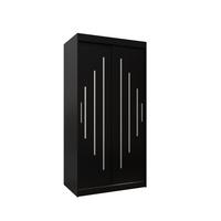 SCHWEBETÜRENSCHRANK 200/100/62 2-türig - Silberfarben/Schwarz, Holz/Kunststoff (100/200/62cm) - Abiks Möbel