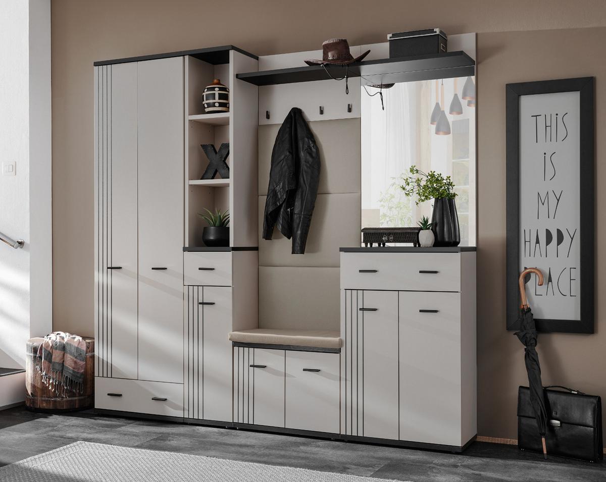 FLURKOMMODE Kaschmir, schwarz 60 x 96 cm, Flurschrank mit Streifenmuster - Kaschmir/Schwarz, Holzwerkstoff/Kunststoff (60/96/32cm) - Inn.Furn