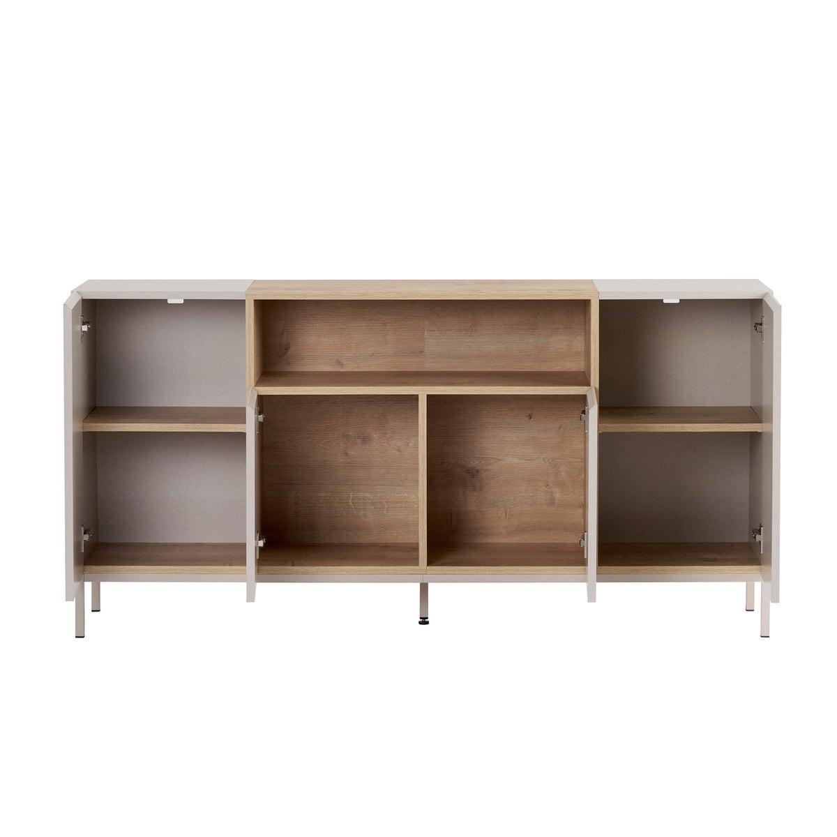 SIDEBOARD mit 4 Türen und 1 Nische, Kaschmir und Holzdekor 40/80/160 cm - Beige, Holzwerkstoff (40/80/41.5cm) - Calicosy