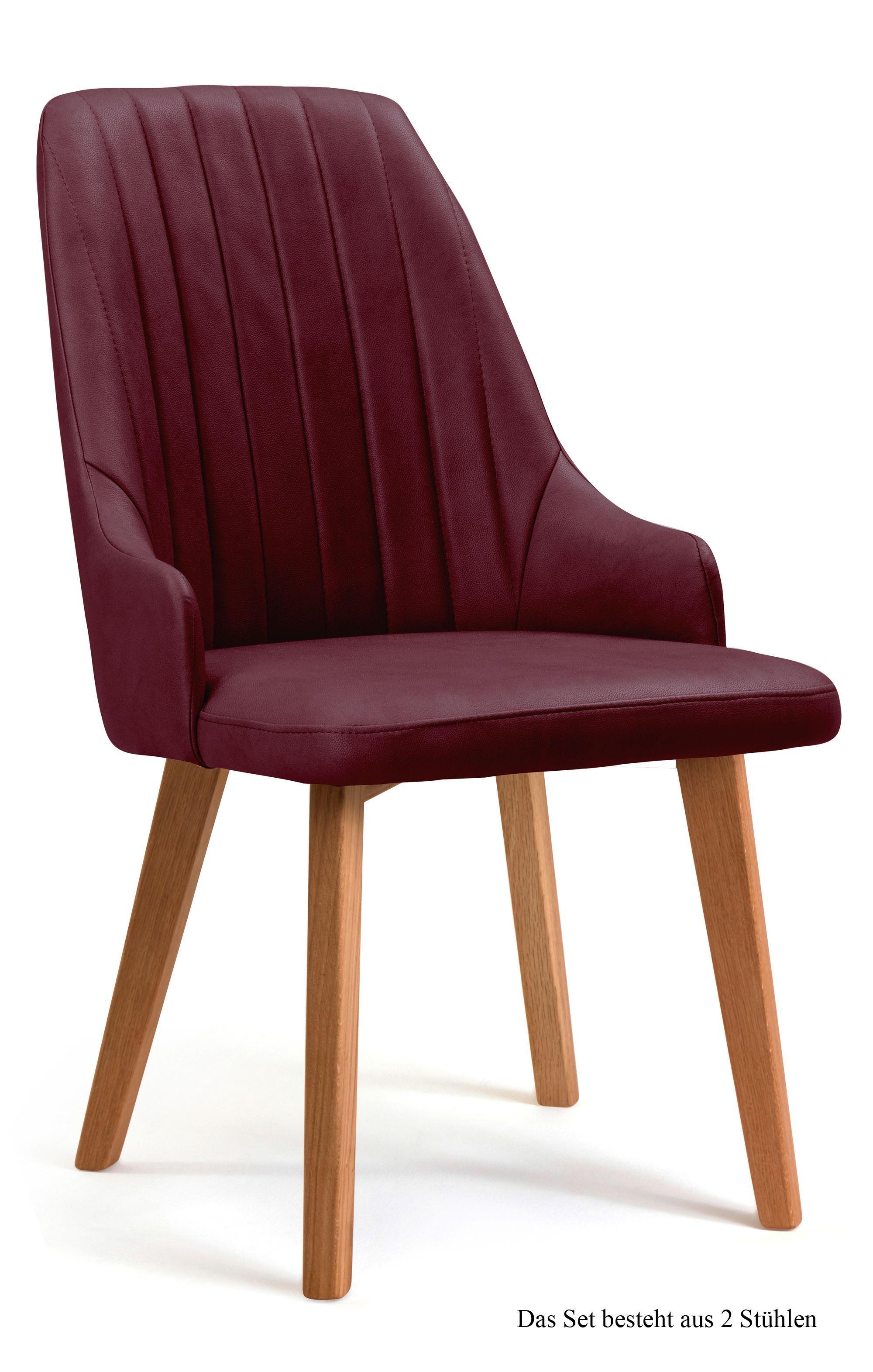 ESSZIMMERSTUHL (2er-Set) Daryl 52x91x60 Eiche geölt/Marsala - Eichefarben/Brombeere, Kunststoff (60/91/52cm) - 58aufmkessel