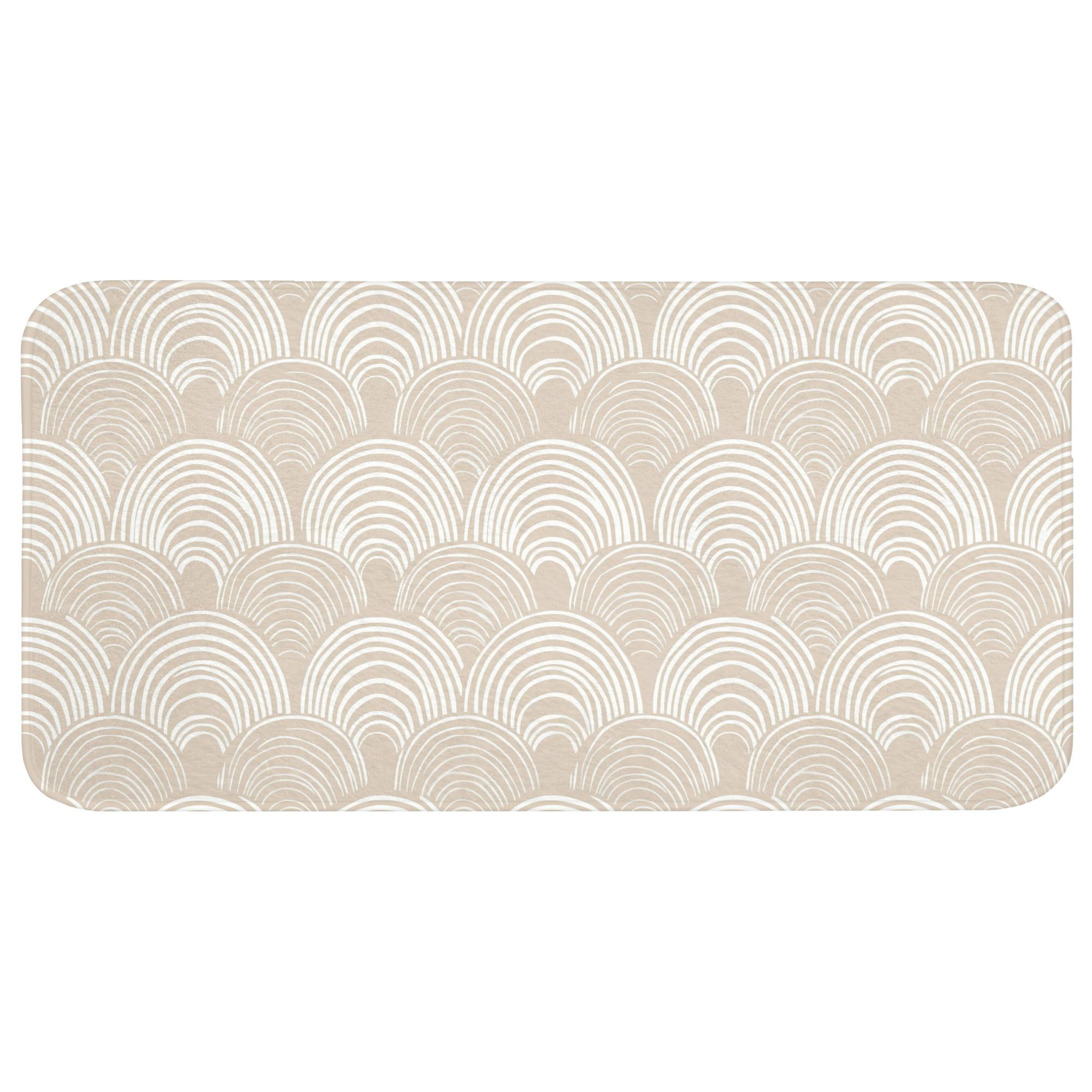 BADEMATTE Wellen - Textur - Beige Badezimmerteppich 120x60 cm - Kaschmir, Textil (120/60cm) - OnlyWow