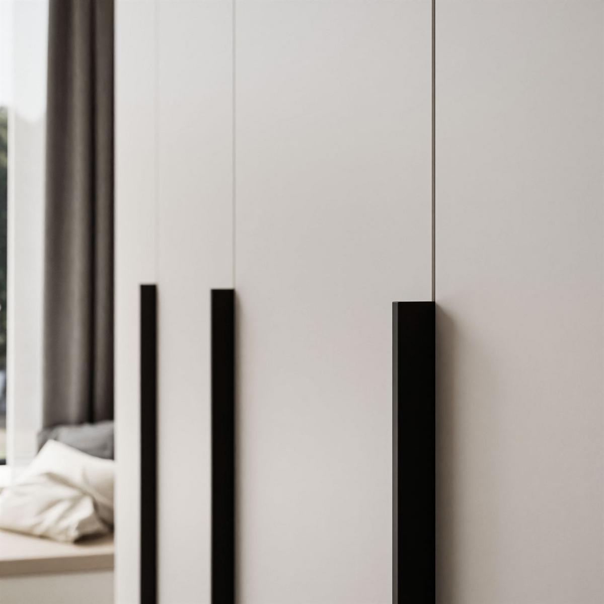 KLEIDERSCHRANK AUREL 4D in KASCHMIR mit schwarzen Griffen - Kaschmir/Schwarz, Holzwerkstoff (200/200/57cm) - Lookway
