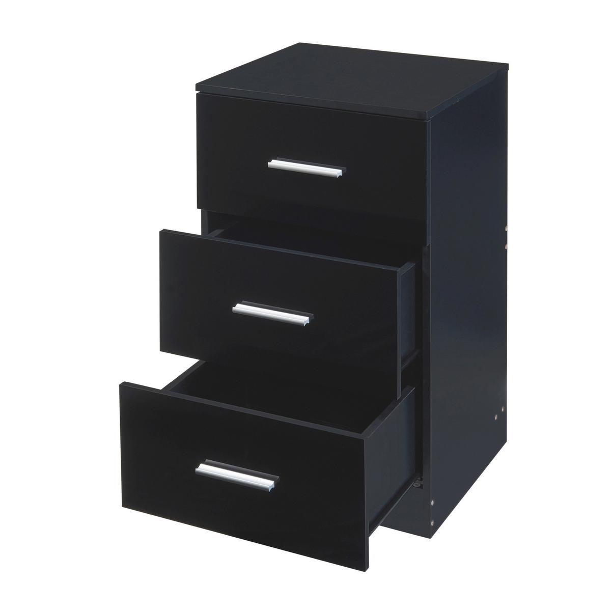 NACHTTISCH Aurdal - Schwarz Hochglanz/Schwarz, Holzwerkstoff (37/66/34.5cm) - [en.casa]