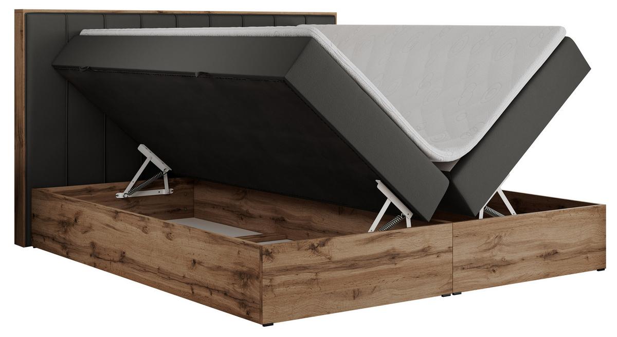 BOXBETT BELLISSIMO 160/200 Dunkelgrau Kunstleder - H3 - Dunkelgrau, Holz/Textil (160/200cm) - MKS