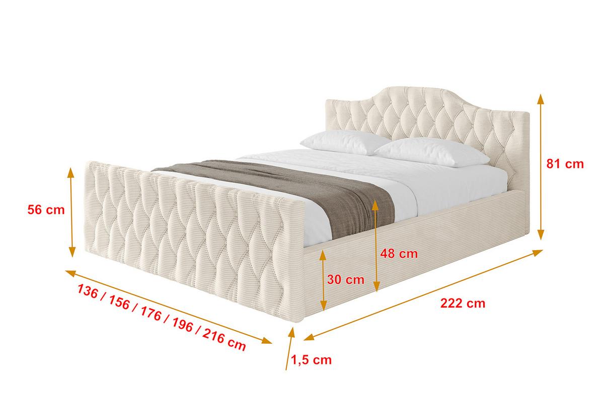 POLSTERBETT mit Bettkasten, Fußteil und Lattenrost, Boxbett mit Matratze H3/H4 - FALIO-Z-V1 120x200 Beige - Creme, Holzwerkstoff/Textil (120/200cm) - ALTDECOR