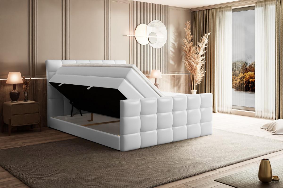 BOXSPRINGBETT BRUGO-Z KING - 120 x 200 - H3/H4 - Weiß Hochglanz - Weiß Hochglanz, Holzwerkstoff (120/200cm) - ALTDECOR
