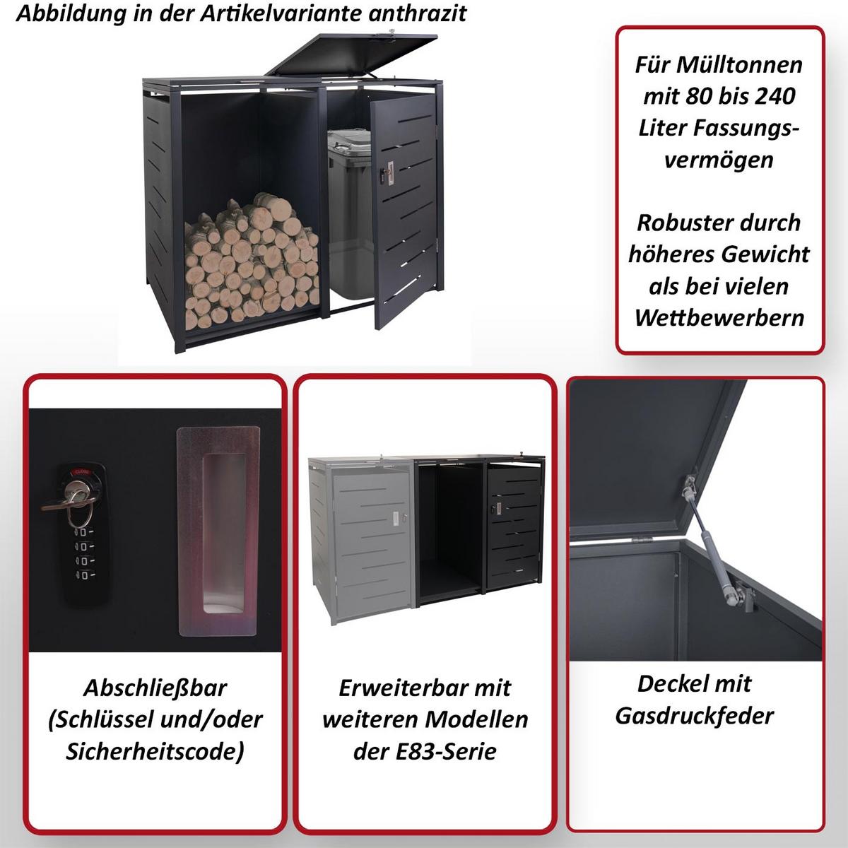 MÜLLTONNENVERKLEIDUNG Anthrazit - Anthrazit, Metall (132/117/82cm) - MCW