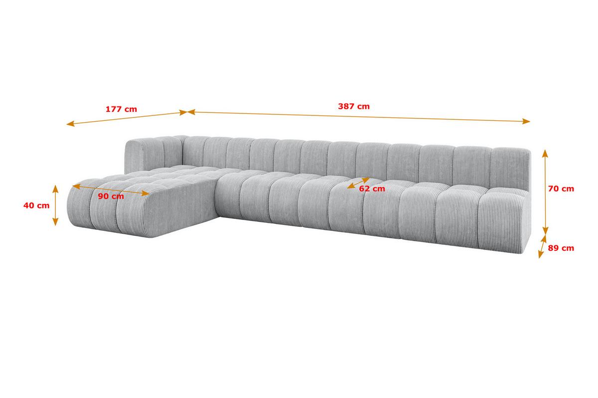 ECKSOFA modulares Sofa Darnel-L3 - 387x177x70 cm Grau - Grau, Holzwerkstoff/Textil (387/177cm) - ALTDECOR