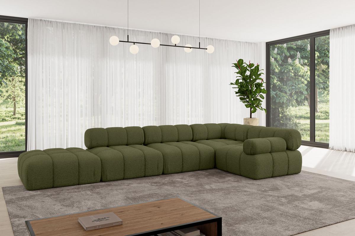 ECKSOFA modulares Sofa Felto-L2 - 380x190x70 cm Grün Bouclé - Grün, Holzwerkstoff/Textil (380/190cm) - ALTDECOR