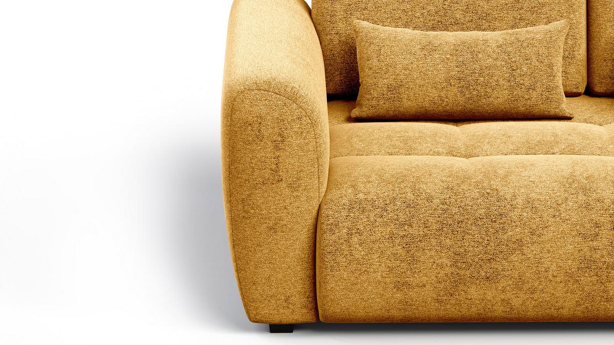 SOFA SORENO 3-Sitzer, gelb - Gelb/Schwarz, Holz/Textil (214/94/114cm) - Wozimo
