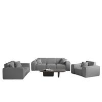 SOFASET Celes Premium 3-2-1 In Ascot - Grau, Holzwerkstoff/Textil (225/73/88cm) - Fun Möbel