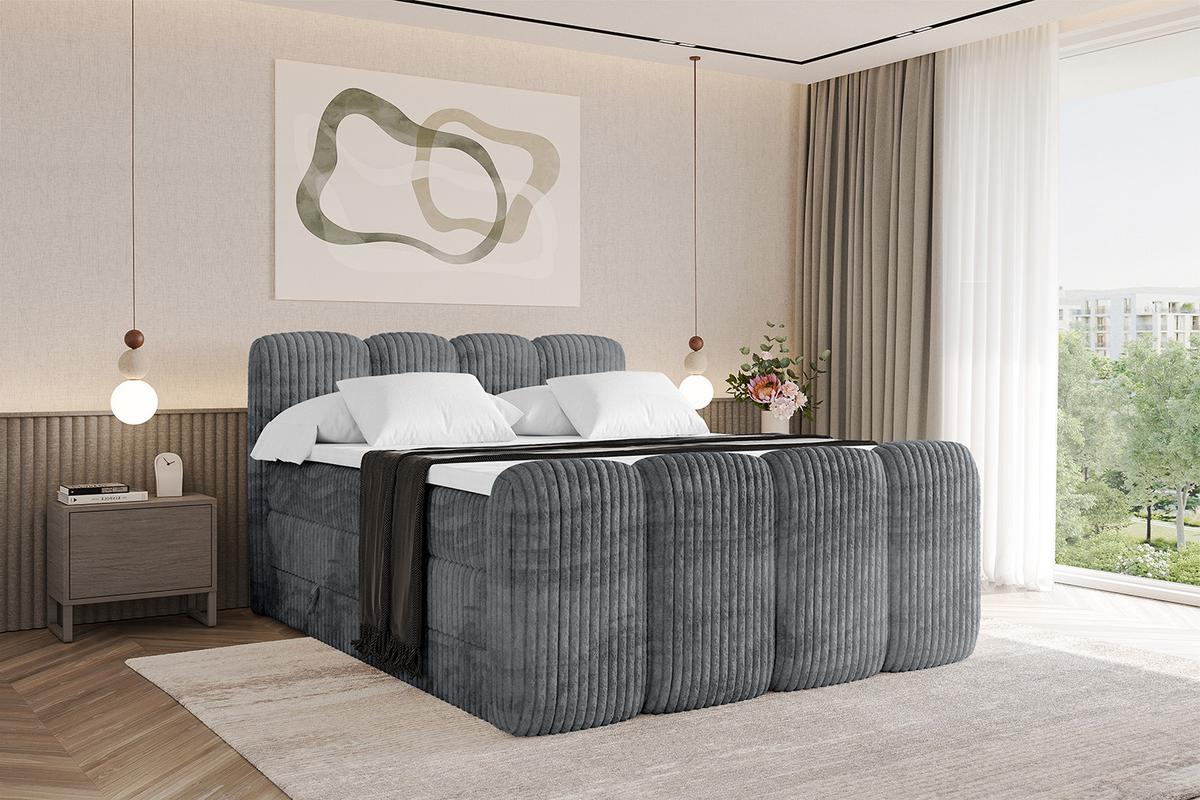 BOXBETT mit Matratze H3|H4 und Lattenrost - NINA-Z KING - 160x200 cm Tila - Dunkelgrau - Schieferfarben, Holzwerkstoff (160/200cm)