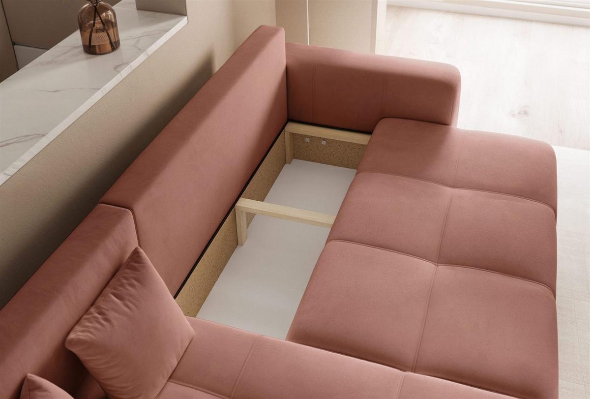 ECKSOFA Leros Mit Schlaffunktion - Rosa, Holzwerkstoff/Textil (248/145cm) - Fun Möbel