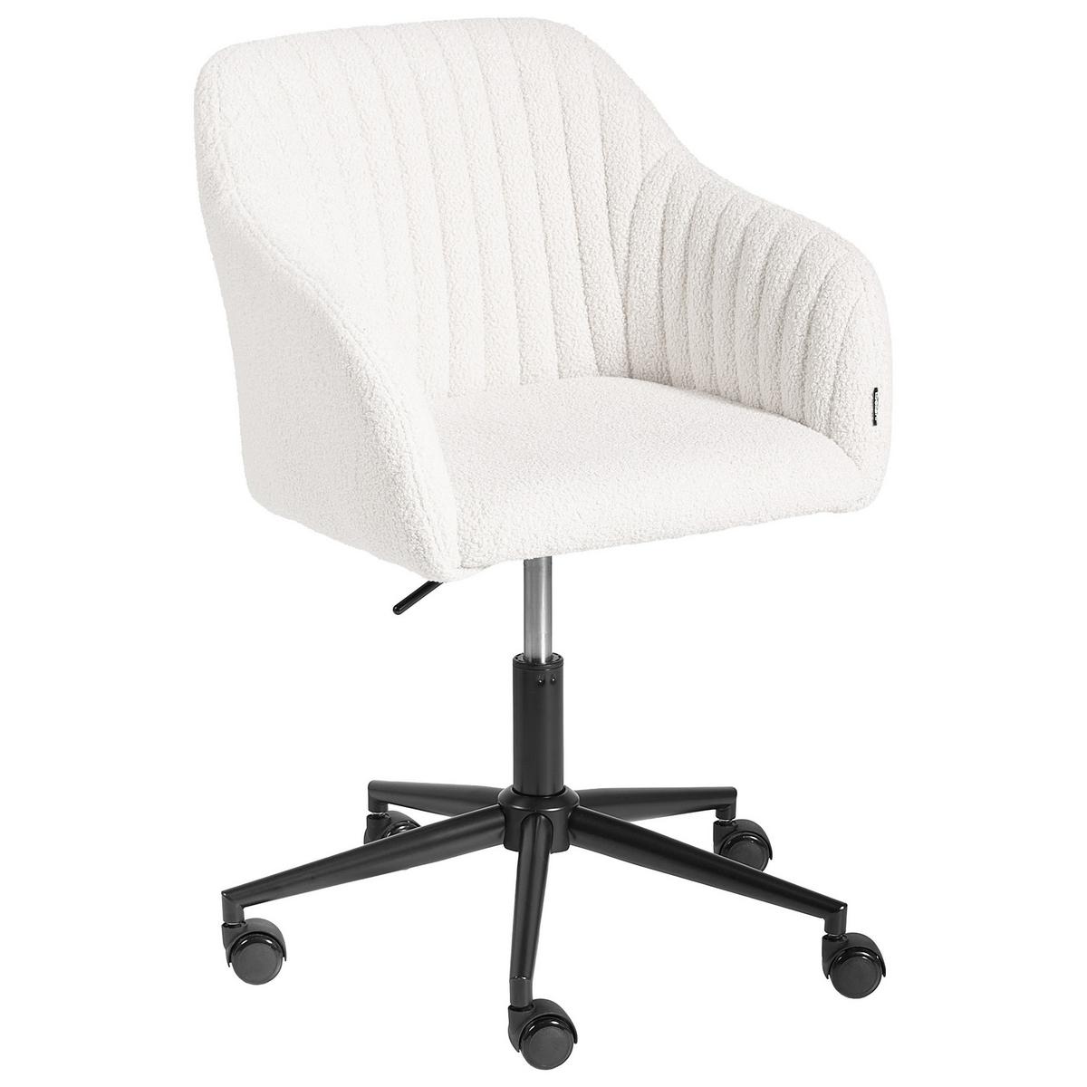 SCHREIBTISCHSTUHL Bouclé Cremeweiß Venice - Creme, Textil (64/79/64cm) - Beliani