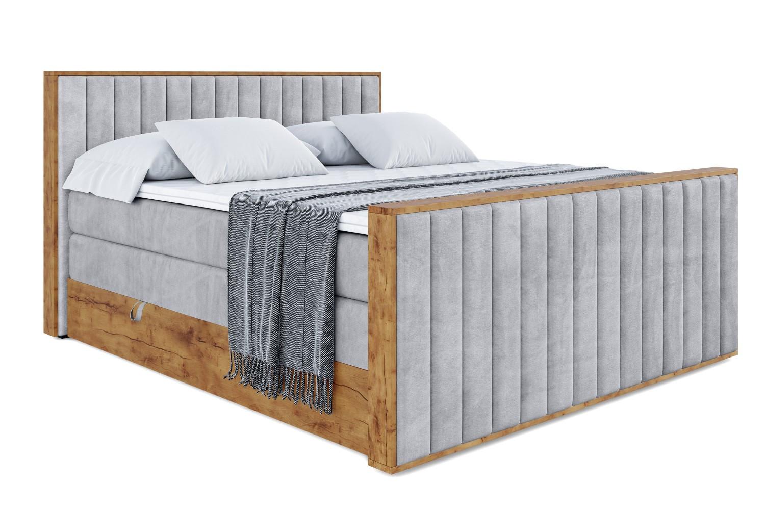 BOXSPRINGBETT mit Matratze H3|H4 und Lattenrost - LOLLI4-Z KING-180x200 - Grau Monolith - Grau, Holzwerkstoff (180/200cm) - ALTDECOR