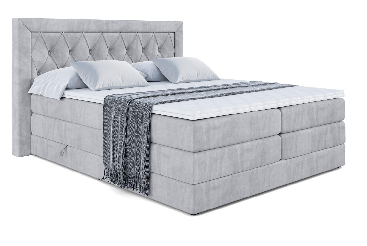 BOXSPRINGBETT NOEL KING - 140 x 200 - H3/H4 - Hellgrau - Hellgrau, Holzwerkstoff (140/200cm) - ALTDECOR