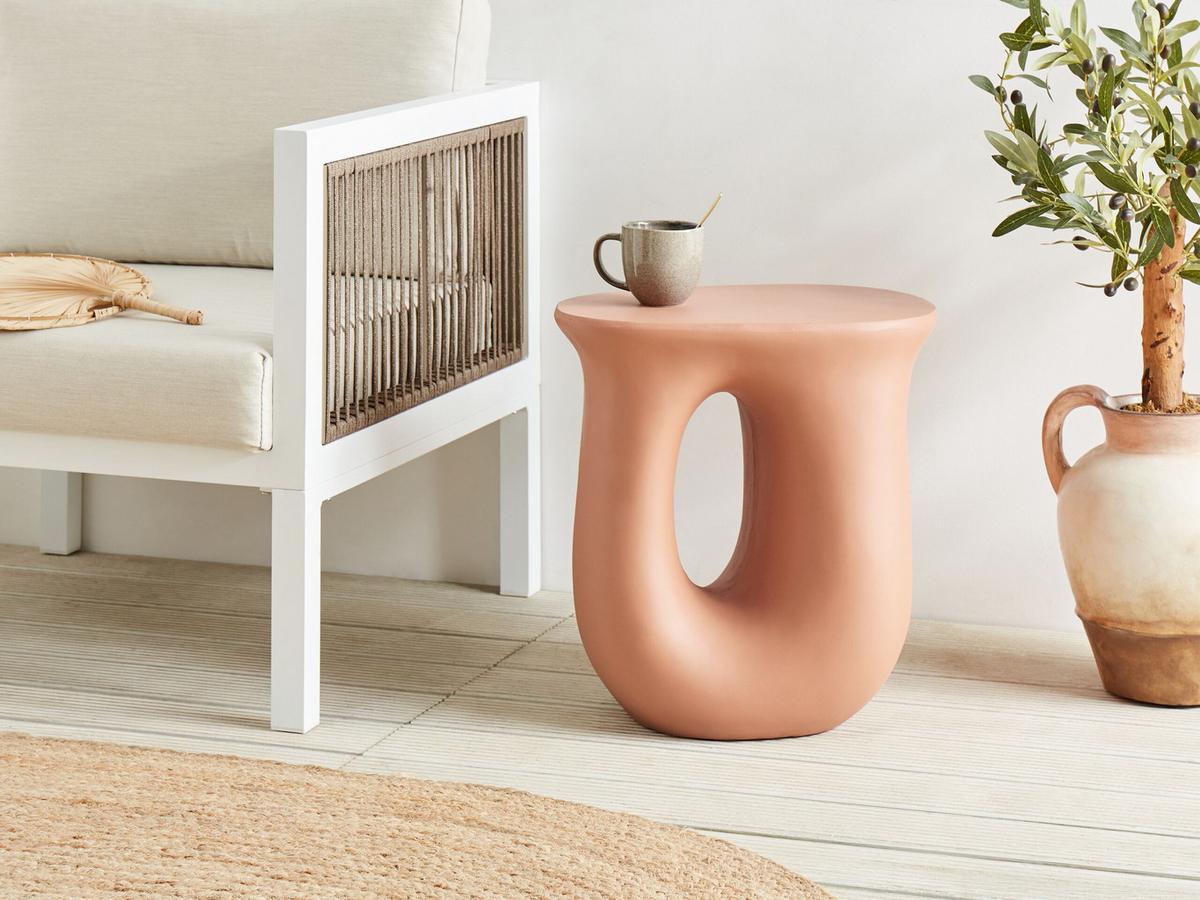 BEISTELLTISCH Beton orange 28/42 cm Idro - Orange, Stein (42/28/46cm) - Beliani