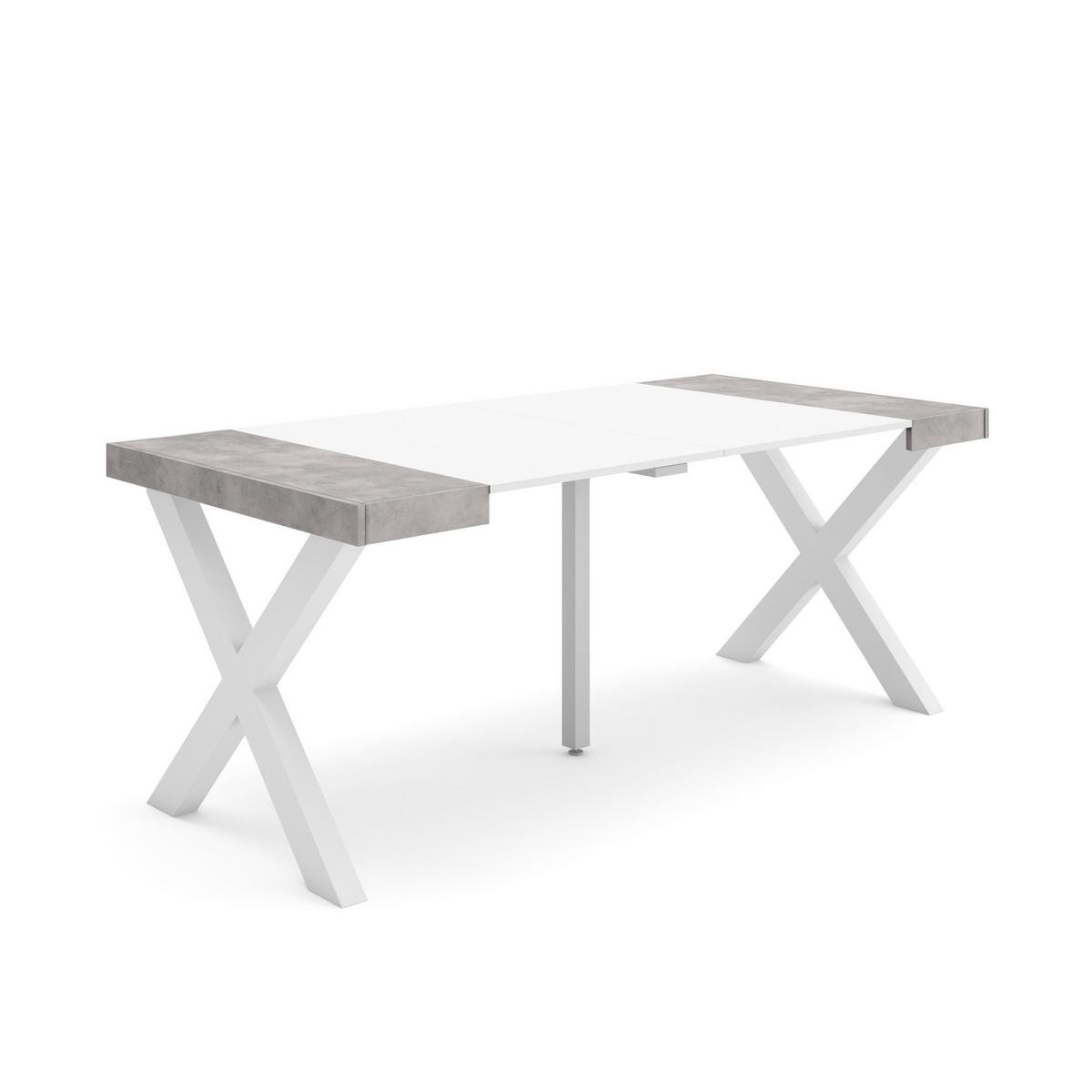 KONSOLENTISCH ausziehbar 58 bis 180cm, für 8 Gäste, weiß zementgrau, 90/58/73cm - Multicolor/Weiß, Holzwerkstoff (90/180/73cm) - Skraut Home