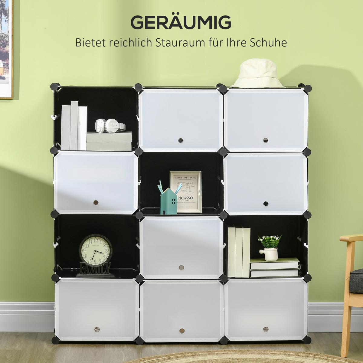 REGALSYSTEM PP Stahl Schwarz Weiß - Multicolor, Kunststoff (32/125/125cm) - HOMCOM