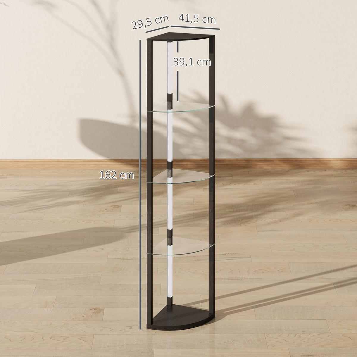 STEHLAMPE MDF Glas Schwarz - Schwarz, Holzwerkstoff (41.5/29.5/162cm) - HOMCOM