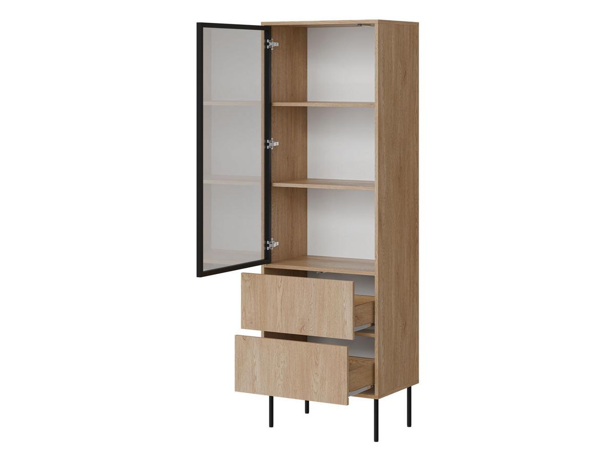 VITRINE Domi 60 2S - Eichefarben/Schwarz, Holzwerkstoff/Metall (60/185/40cm) - MIRJAN24