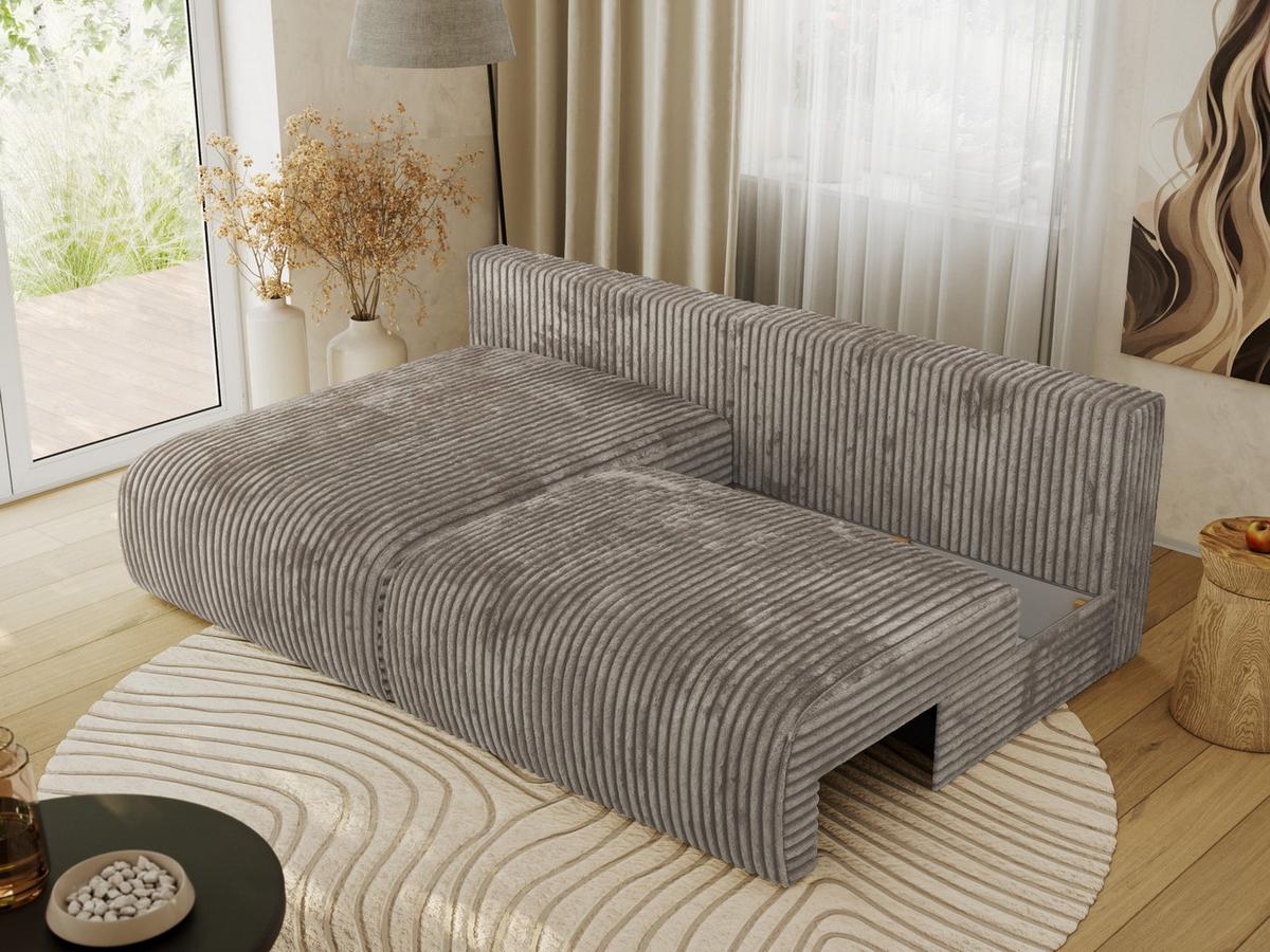 ECKSCHLAFSOFA VIVO L Hellbraun Cord - links - Hellbraun/Schwarz, Kunststoff/Textil (223/150cm) - MKS