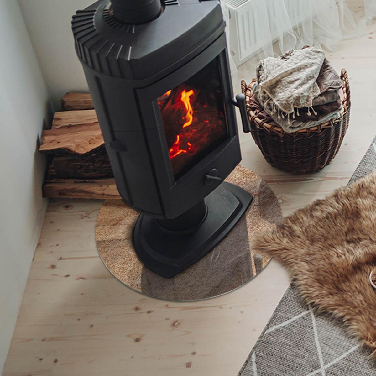 GLASPLATTE für Kamin Ø 50 cm - Beige, Glas (50/50/0.4cm) - TULUP