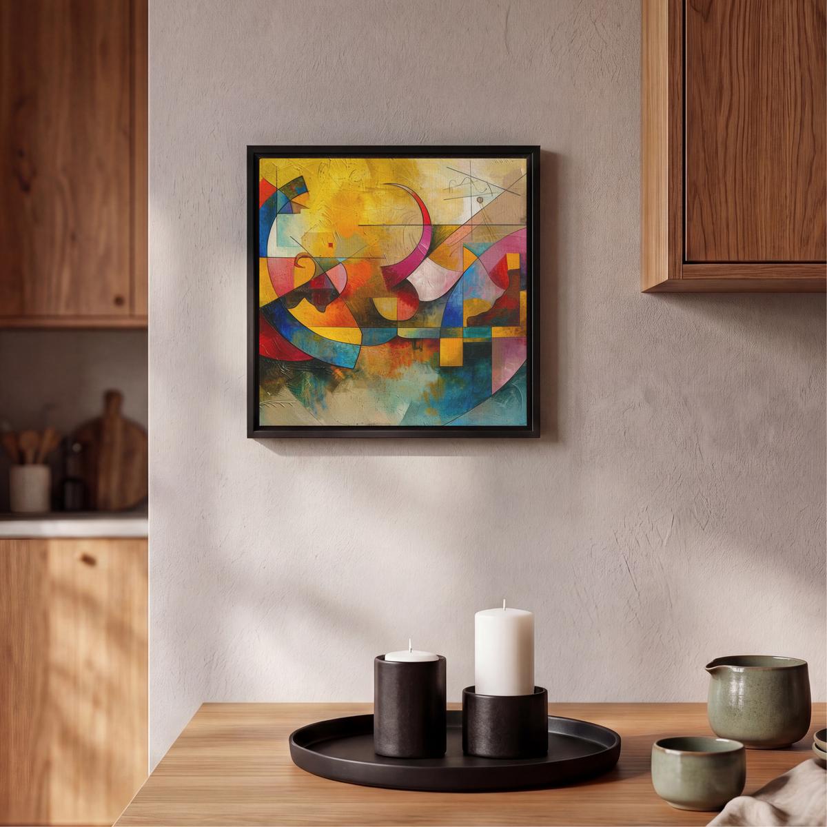 LEINWAND Bilder mit Rahmen - Kunst - Abstrakt - Modern - 20x20 - Gelb, Textil (20/20cm) - MuchoWow