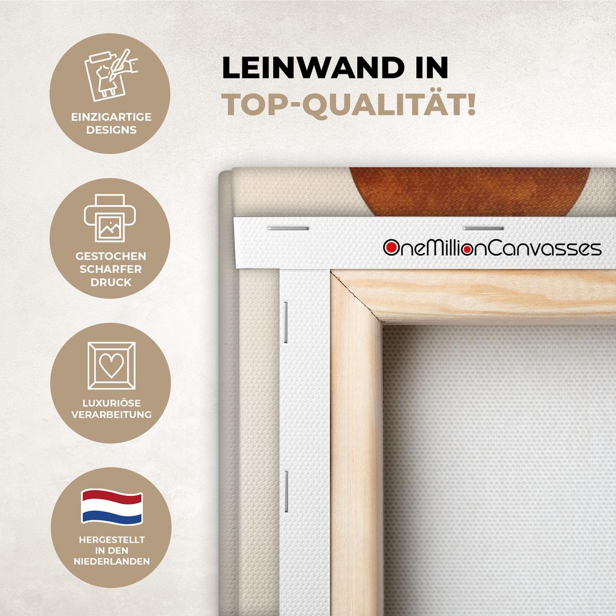 LEINWANDBILD Formen - Rund - Blätter - Beige Room Decor 30x40 cm - Rostfarben, Textil (30/40cm) - MuchoWow