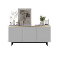 KOMMODE Selene 3D Weiß matt 167 cm mit schwarzem Metallrahmen - Schwarz/Weiß, Holzwerkstoff/Metall (166.8/79/35cm) - Meble Lindner