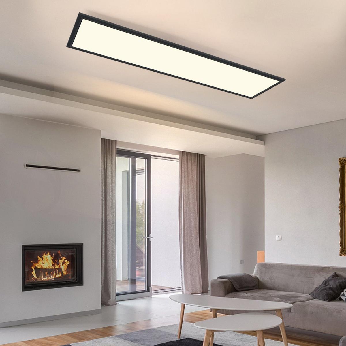 LED-DECKENLEUCHTE Petra 100/25/1 cm - Schwarz, Metall (100/25/1cm) - Nettlife