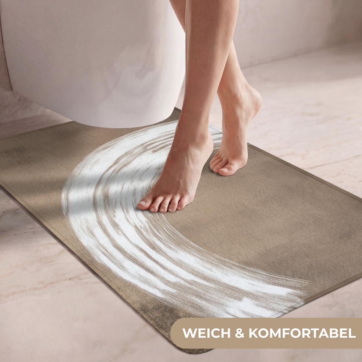WC-VORLEGER Farbe - Braun - Japandi Toilettenvorleger 60x90 cm - Mokka, Textil (60/1cm) - OnlyWow