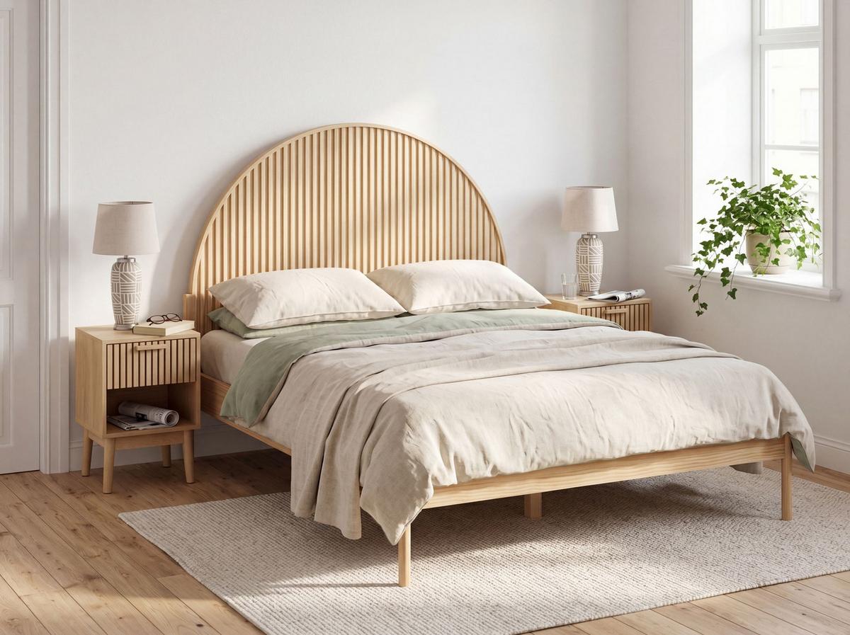 BETT mit Lattenrost 160/200 cm Kiefernholz Hellbraun Mascortel - Hellbraun, Holz (160/200cm) - Beliani