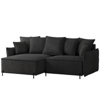 ECKSOFA MARCO Links, mit Schlaffunktion und Bettkasten, Anthrazit - Anthrazit, Textil/Metall (221/148cm) - Idohome