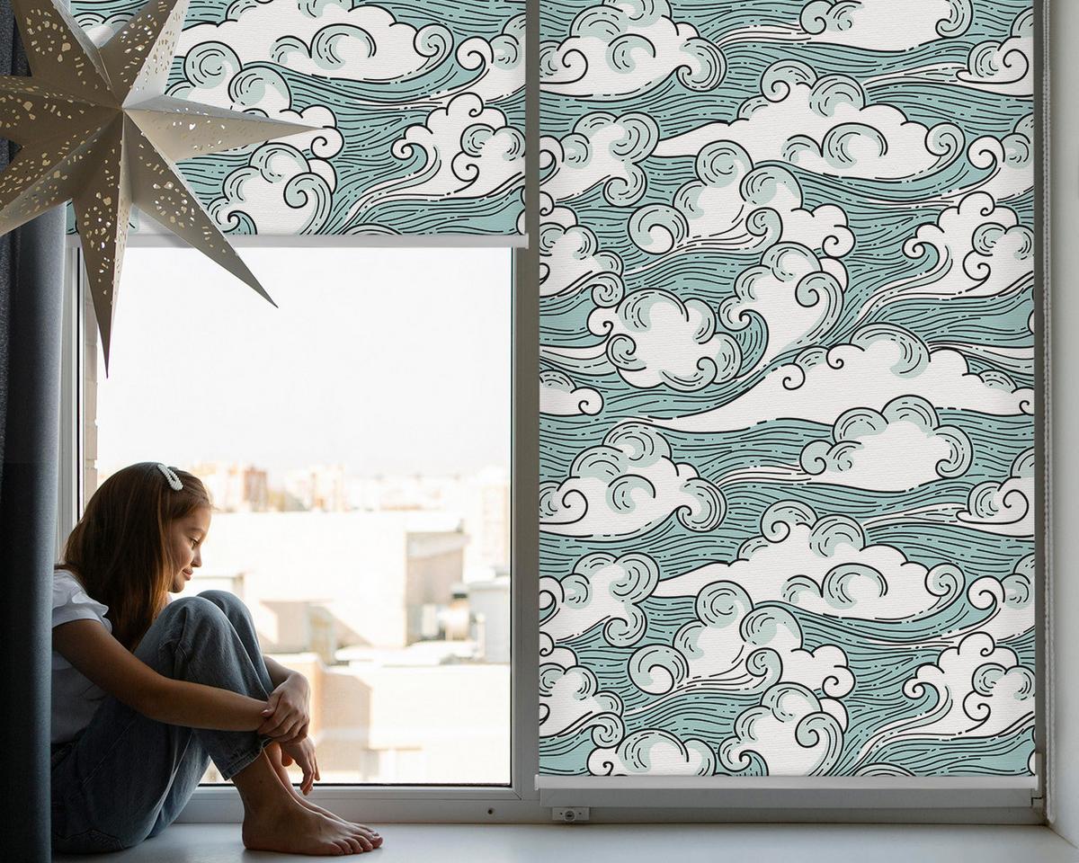 INNENROLLO - Fensterrollo - Rollo - 90x180 cm - Wolken und Wind - Weiß, Kunststoff (90/180/0.5cm) - TULUP
