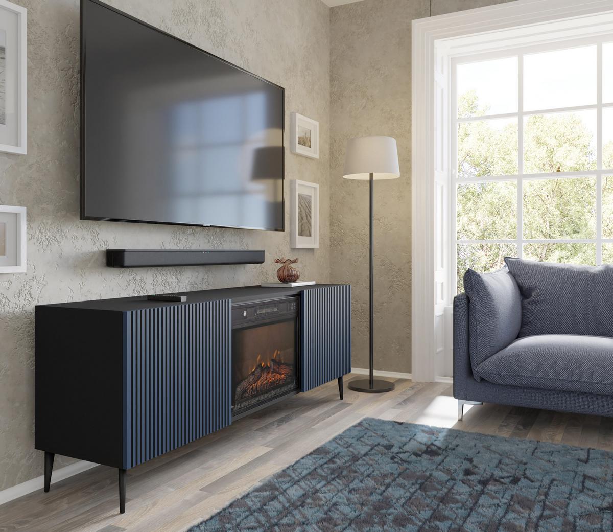 KOMMODE Schwarz, Marineblau 170/63/42 - Schwarz, Holzwerkstoff (170/63/42cm) - RAUMHIRSCH FURNITURE
