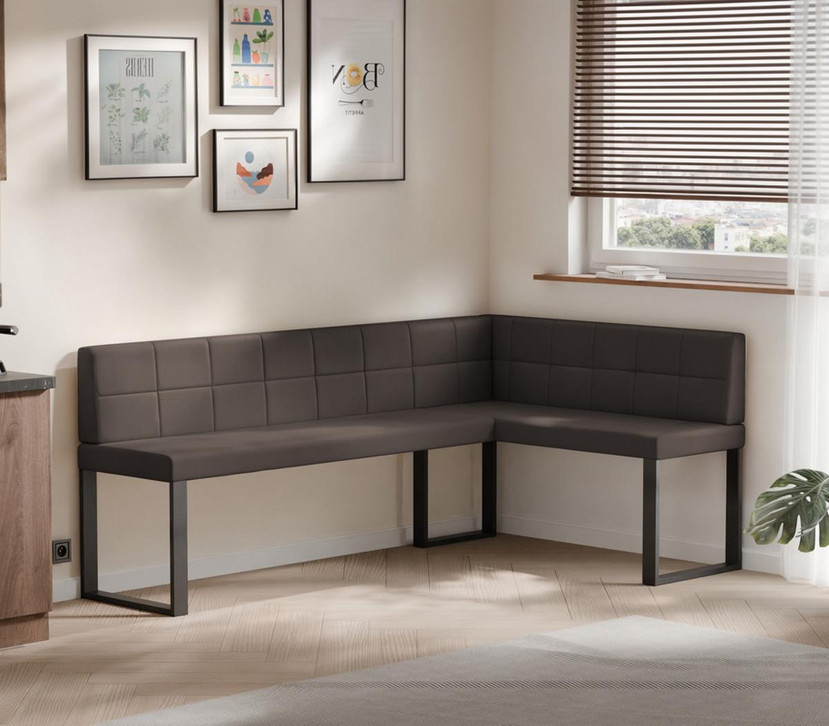 ECKBANK rechts SANA U Kunstleder gesteppt, 168/128 cm Braun - Braun, Kunststoff/Textil (128/168cm) - Idohome