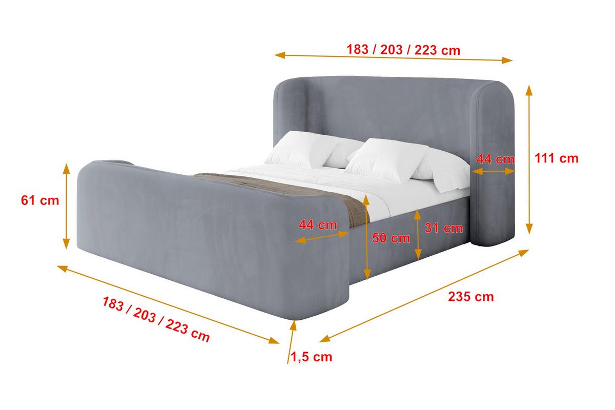 POLSTERBETT mit Bettkasten, Fußteil und Lattenrost, Bett mit Matratze H3/H4 - ESTI-Z 160x200 Grau - Grau, Holzwerkstoff/Textil (160/200cm) - ALTDECOR